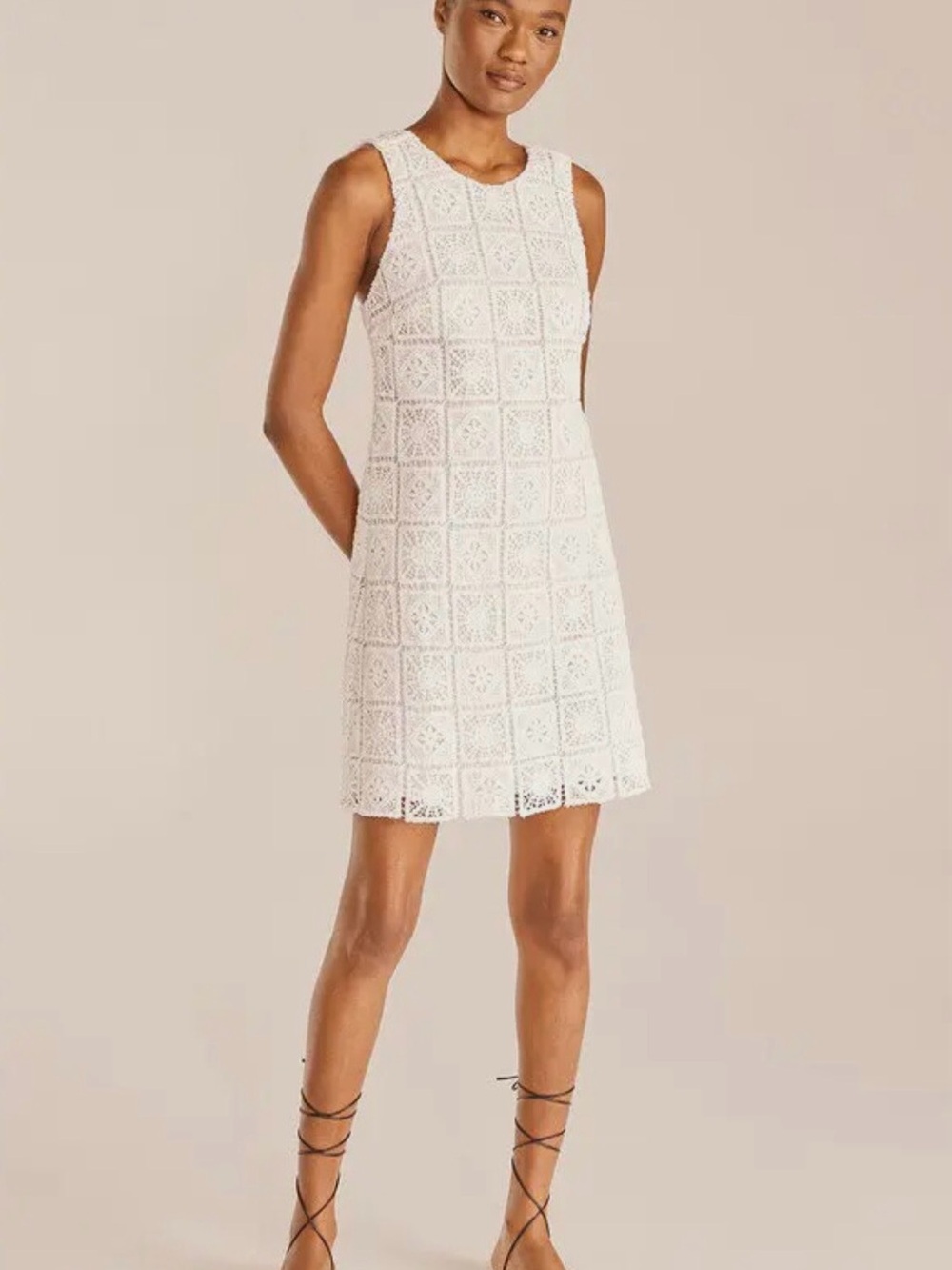 Rebecca Taylor White Crochet Shift Mini Dress size 4